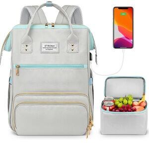 ETRONIK Gray Diaper Bag Backpack with USB Charging Port